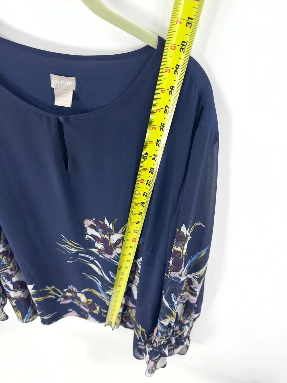 Chicos Birds Of Paradise Printed Blouse Top Size 4 US 20/22 XXL Fairy Floral - Picture 11 of 11